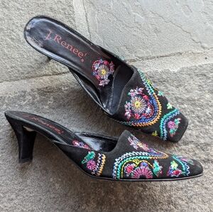 EMBROIDERED MULES vintage Y2K heels 7.5